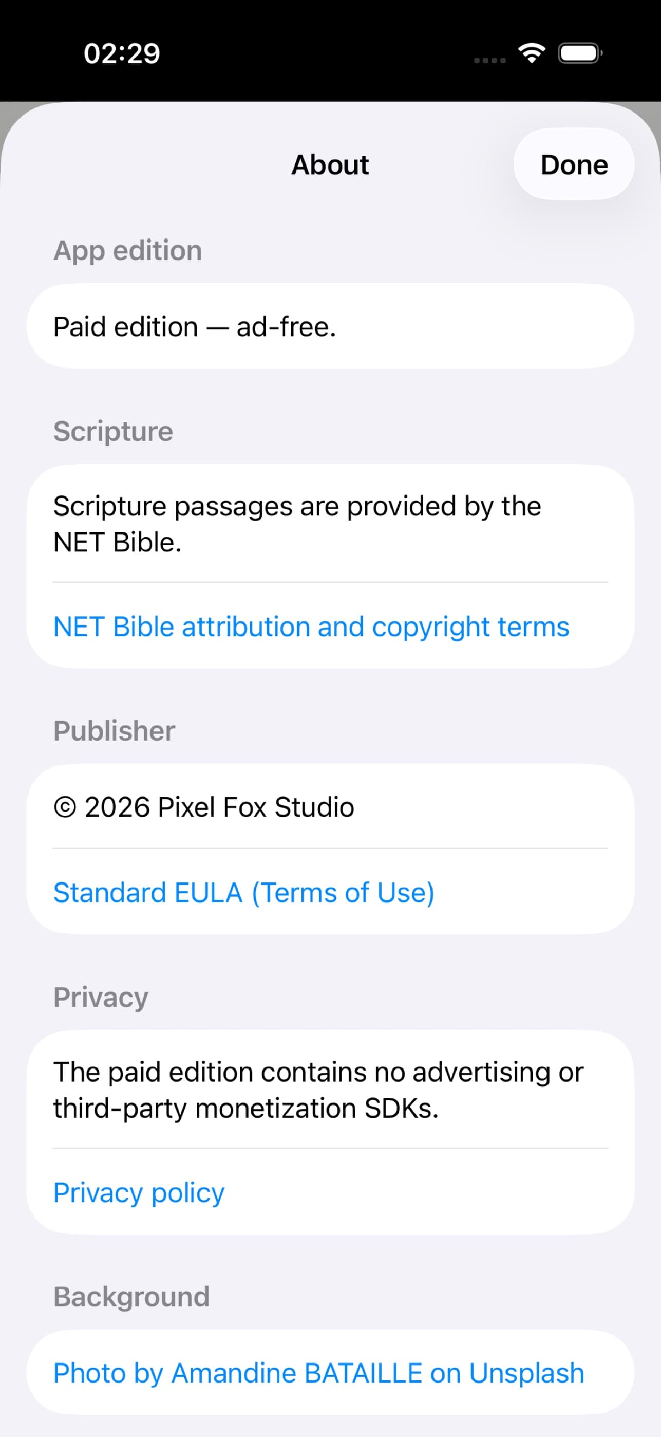 A Bible Verse Each Day reading view