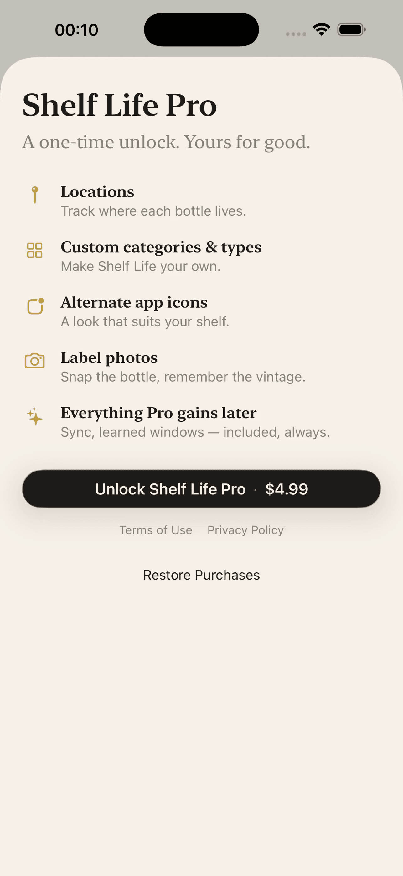 Shelf Life Pro features and upgrade